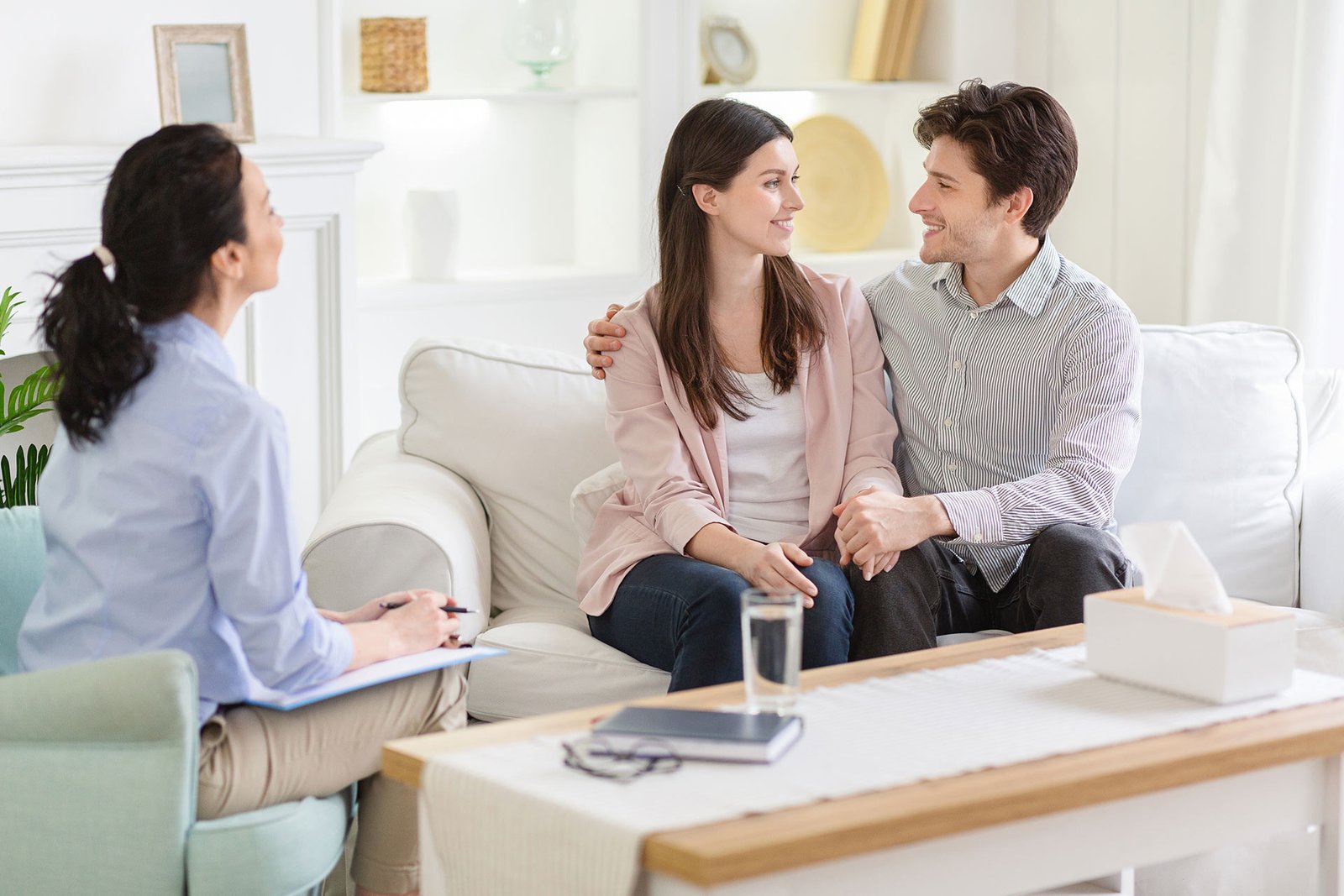 Happy Couple at successful therapy session