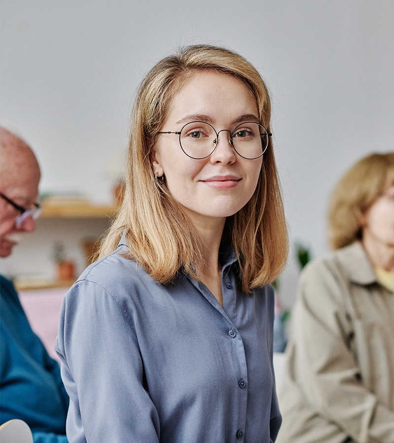 Young Woman Sitting at Therapy