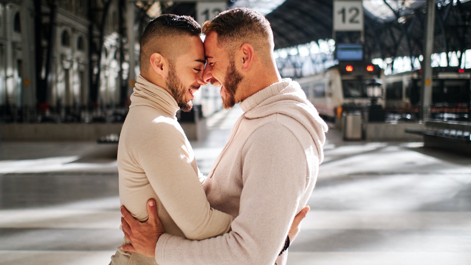 a young gay couple at Barcelona - gay concept